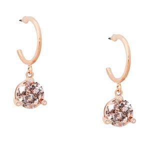 Kate Spade rise and shine drop huggie earrings in rose patina